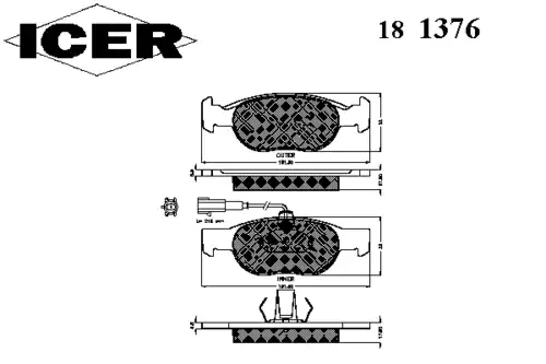 Тормозные колодки дисковые передняя ось ICER 181376