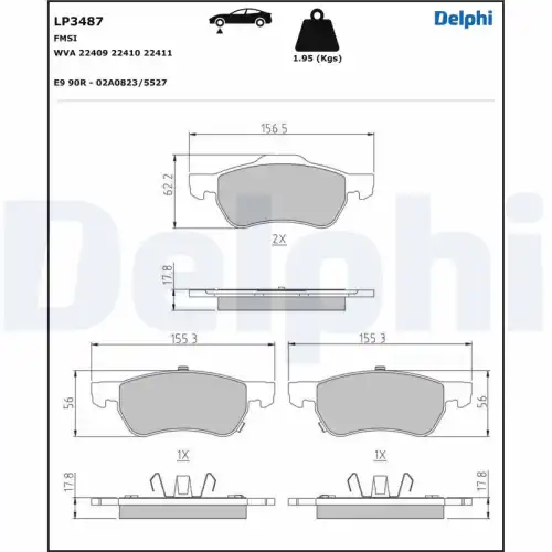 Тормозные колодки дисковые DELPHI LP3487