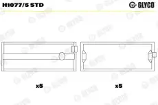 вкладыши коренные к-кт! STD (5)\ Toyota Corolla/Starlet 1.0/1.3 1E/2E 84-98 H1077/5 STD GLYCO