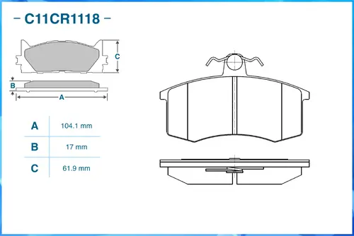 Тормозные колодки дисковые CWORKS C11CR1118