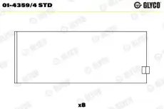 вкладыши шатунные к-кт! STD (4)\ Mazda 323/MX3/MX5/MX6 1.6 16V BJ-E/B6/B6E/BP 89> 01-4359/4 STD GLYCO