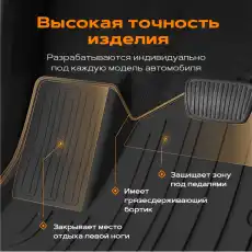 Коврики в салон REZKON 1011041100 Chery Tiggo 8 2021-н.в. 4 шт., черный