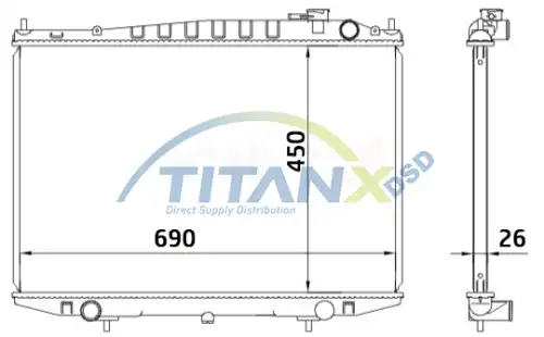 Радиатор системы охлаждения двигателя TITANX RD709018