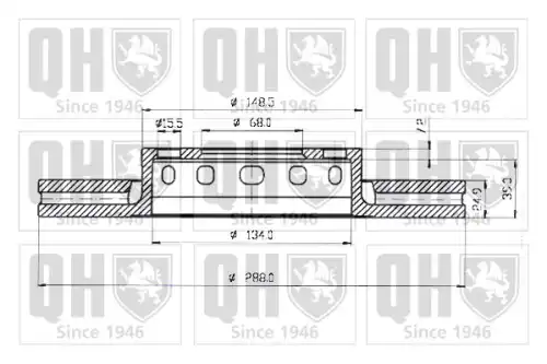 Тормозной диск QUINTON HAZELL BDC3825 вентилируемый ,