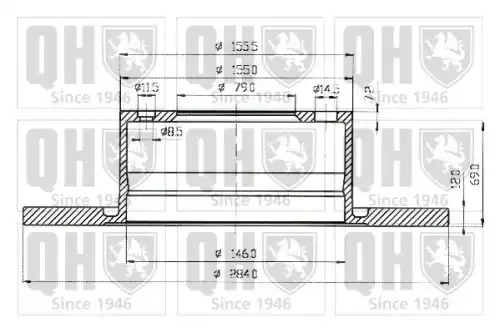 Тормозной диск QUINTON HAZELL BDC3294 полный ,