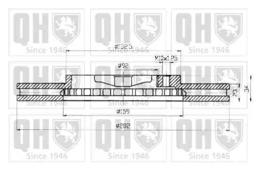 Тормозной диск QUINTON HAZELL BDC4358 вентилируемый ,