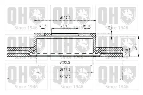 Тормозной диск QUINTON HAZELL BDC3441 вентилируемый ,