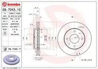 Тормозной диск BREMBO 09.7043.10 вентилируемый , передняя ось