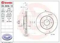 Тормозной диск BREMBO 09.5638.10 вентилируемый , передняя ось