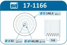 Ременный шкив, коленчатый вал ! \MB E-CLASS E 280 CDI 04>08, E-CLASS E 280 T CDI 04>09, E-CLASS E 32 17-1166 IJS