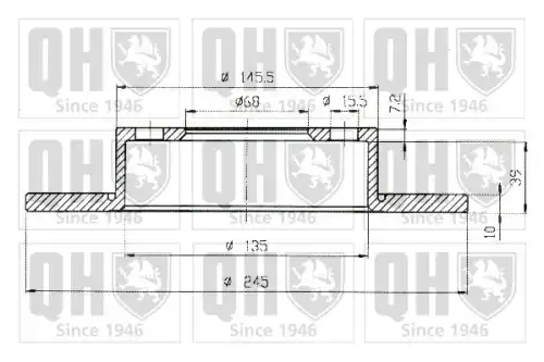 Тормозной диск QUINTON HAZELL BDC4754 полный ,