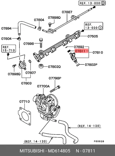Кольцо уплотнительное форсунки MITSUBISHI MD614805