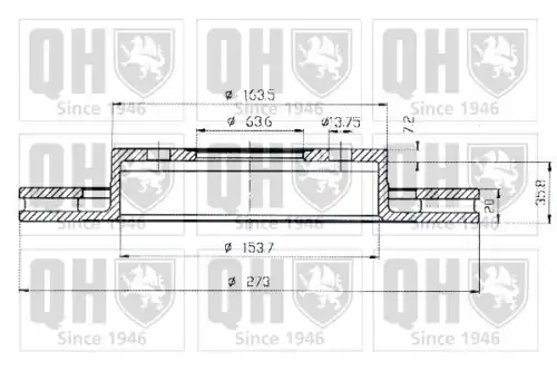 Тормозной диск QUINTON HAZELL BDC4364 вентилируемый ,
