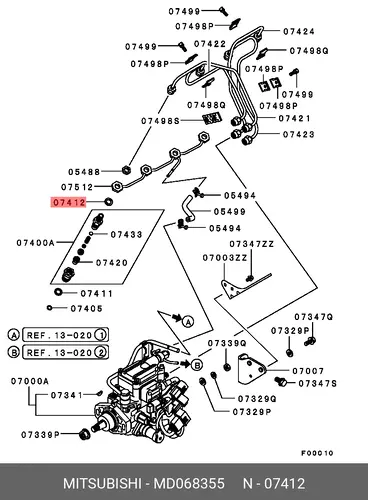 Кольцо уплотнительное форсунки MITSUBISHI MD068355