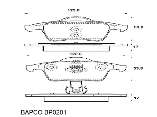 Тормозные колодки дисковые BAPCO BP0201