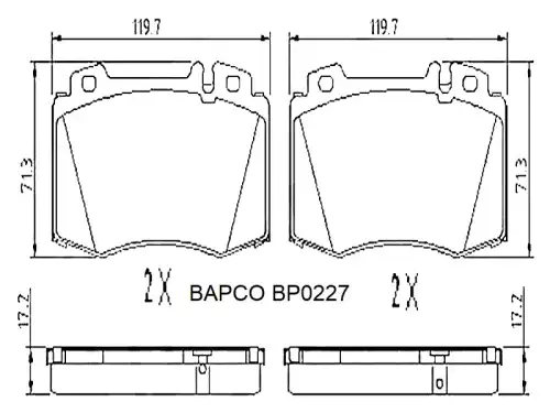 Тормозные колодки дисковые BAPCO BP0227