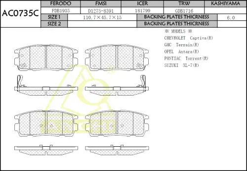 Тормозные колодки дисковые ANCHI AC0735C