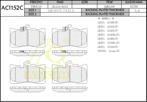 Тормозные колодки дисковые ANCHI AC1152C