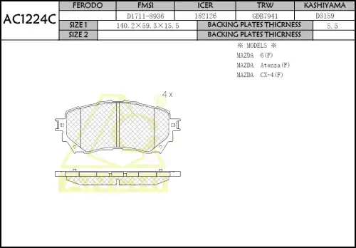 Тормозные колодки дисковые ANCHI AC1224C