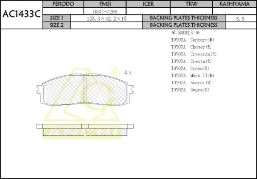 Тормозные колодки 1433 AC1433C ANCHI