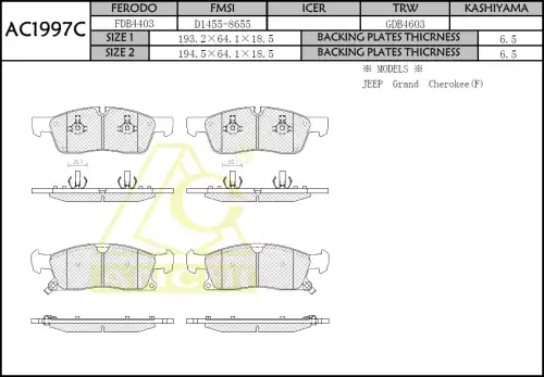 Тормозные колодки дисковые ANCHI AC1997C