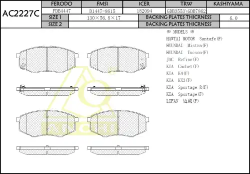 Тормозные колодки дисковые ANCHI AC2227C