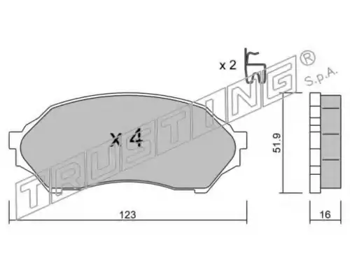 Тормозные колодки дисковые передняя ось TRUSTING 396.0