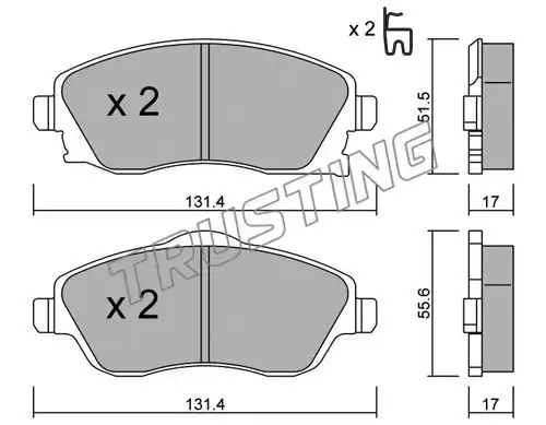 Тормозные колодки дисковые передняя ось TRUSTING 349.0