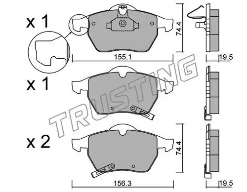 Тормозные колодки дисковые передняя ось TRUSTING 120.1