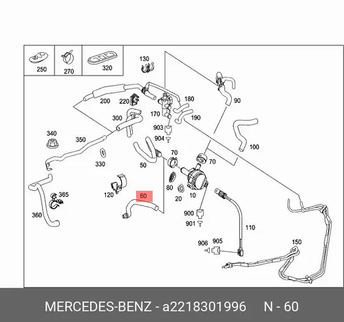 патрубок печки!\ MB W221 221 830 19 96