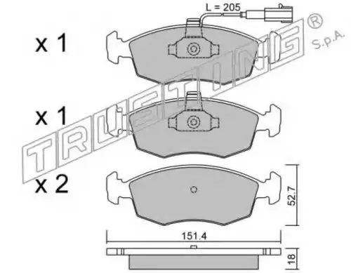 колодки дисковые торм. перед. Fiat 283.0 TRUSTING