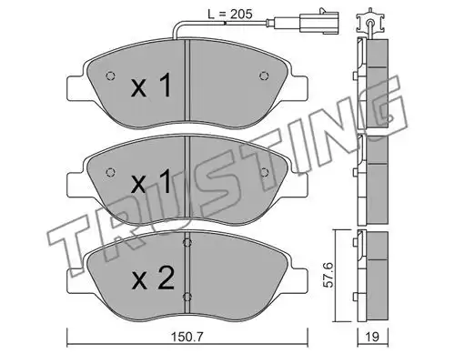 Тормозные колодки дисковые передняя ось TRUSTING 593.0