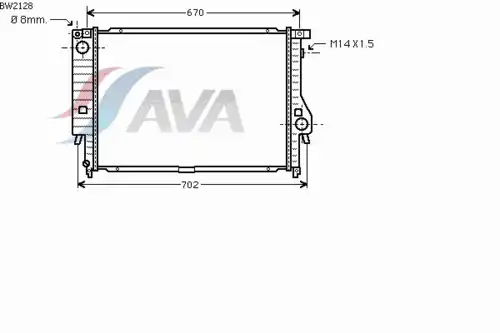 Радиатор системы охлаждения двигателя AVA BW2128
