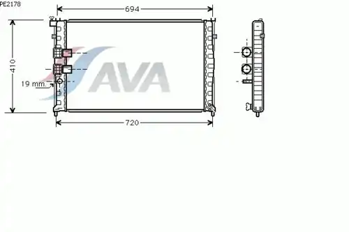 Радиатор системы охлаждения двигателя AVA PE2178