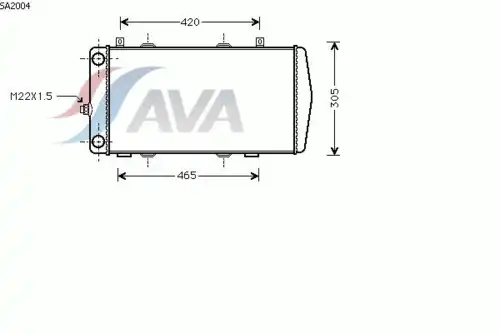 Радиатор системы охлаждения двигателя AVA SA2004