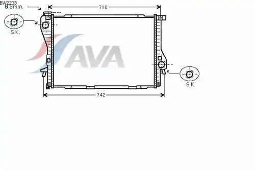 Радиатор системы охлаждения двигателя AVA BW2233
