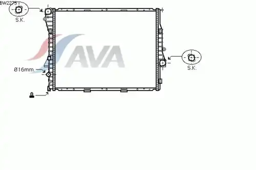 Радиатор системы охлаждения двигателя AVA BW2275