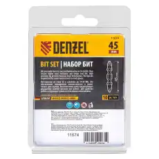 Набор бит двухстор., 21х45 мм, сталь 2, 10шт. 11674 DENZEL