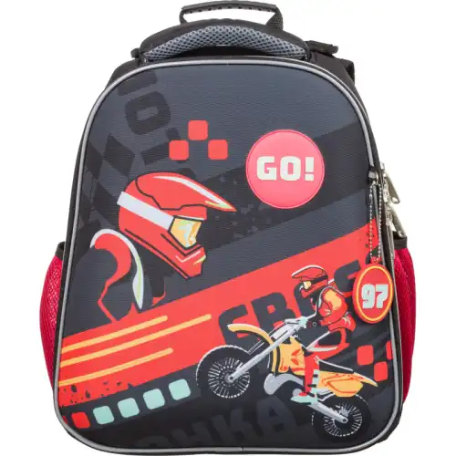 Ранец №1School Basic Motocross, 2 отд., эргоном. спинка 1556975