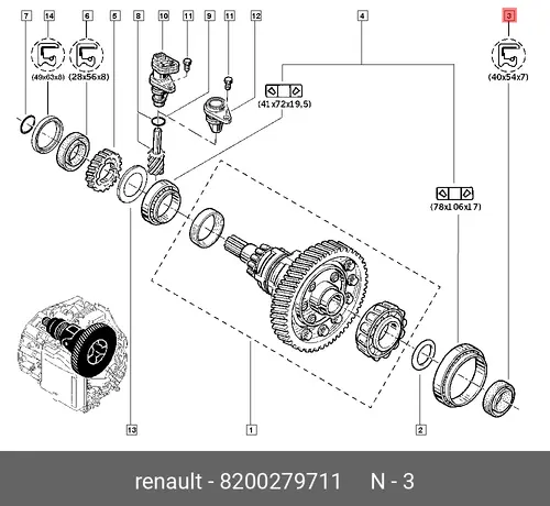 сальник дифференц. лев. 40x54x6.8 Ren 8200279711 RENAULT