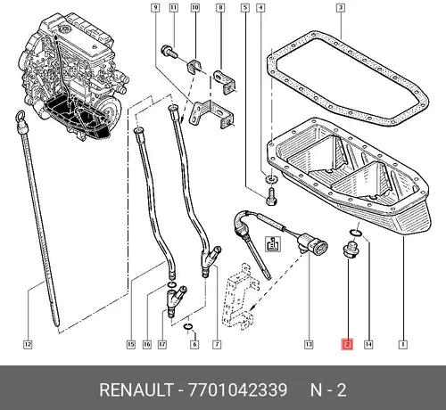 пробка поддона MB 7701042339 RENAULT