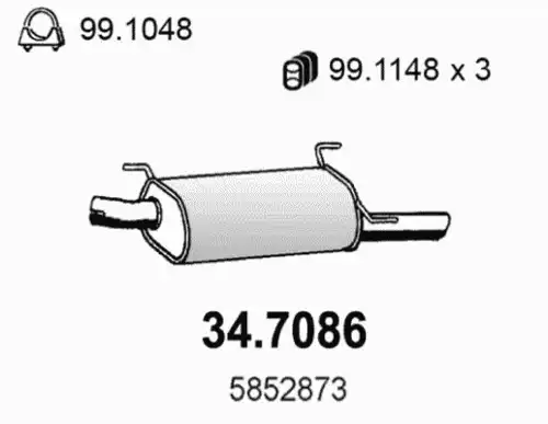 Глушитель (задняя часть) 34.7086 ASSO