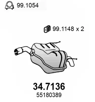 глушитель задняя часть Opel 34.7136 ASSO
