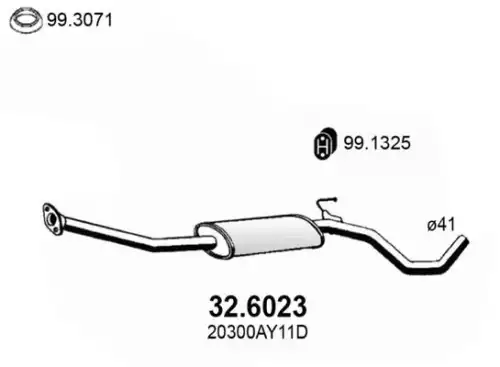 глушитель средняя часть Niss 32.6023 ASSO