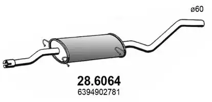 глушитель средняя часть MB 28.6064 ASSO