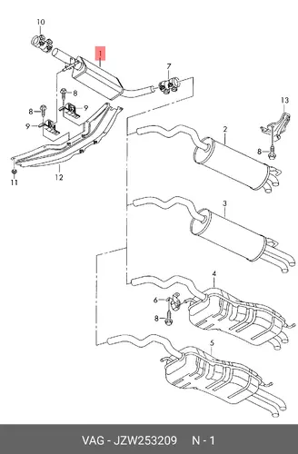 ГЛУШИТЕЛЬ JZW253209 VAG
