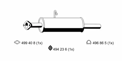 глушитель средняя часть Ford 330114 ERNST