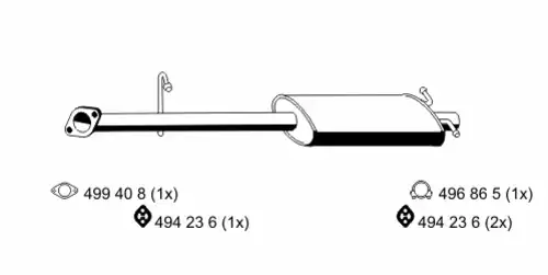 глушитель средняя часть Ford 330244 ERNST