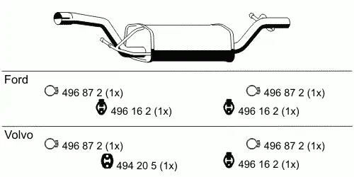 глушитель задняя часть Ford 313162 ERNST