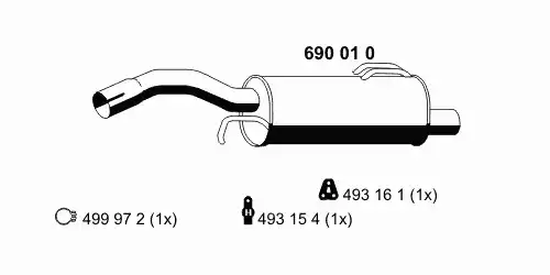 глушитель задняя часть Mits 690010 ERNST
